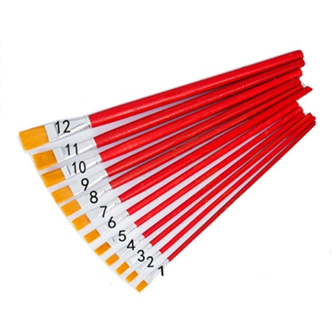 Image of PACK DE 12 PINCELES DE NAYLON BARRILA ROJA