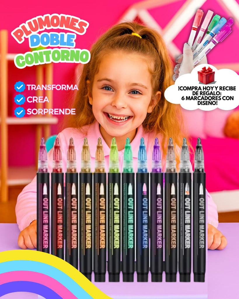 AGOTADO*PLUMONES DOBLE CONTORNO